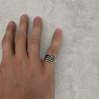 Vintage Stil Edelstahl gruseliger Skelett Ring in Silber Schwarz. One Size.