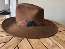 John B. Stetson 4X Beaver Vintage Brown Felt Cowboy Hat Size 7 1/8