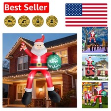 Sitting Santa Inflatable Decoration - 8FT with Lights for Festive Celebrations