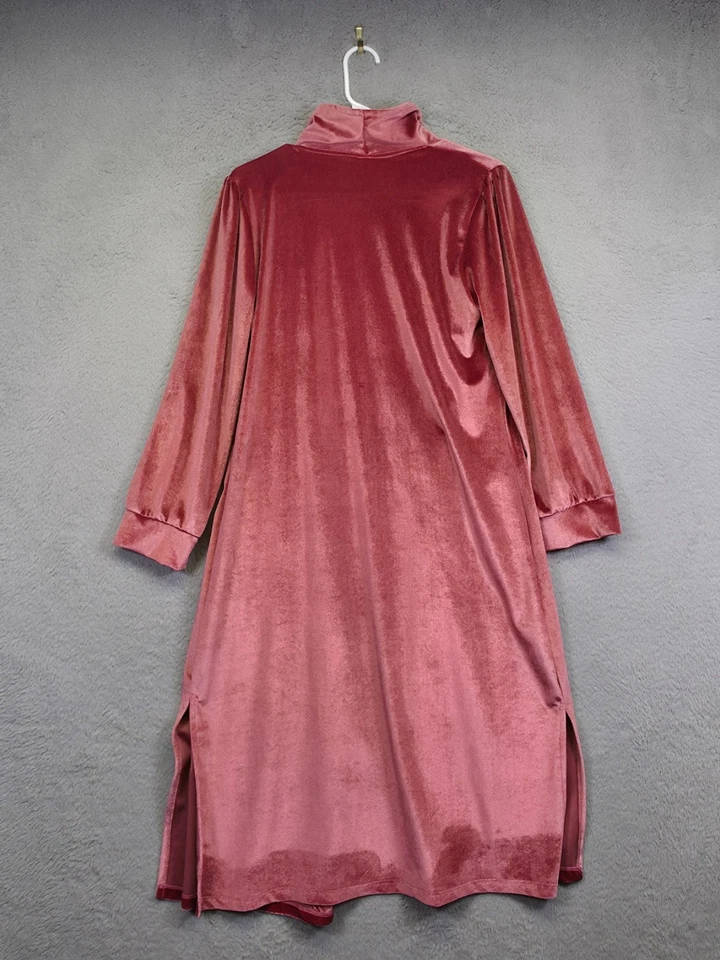 粉红色天鹅绒掸子开衫女式 M 开放舒适柔软长款外套奇思戈特 — 第 3/4 张图片