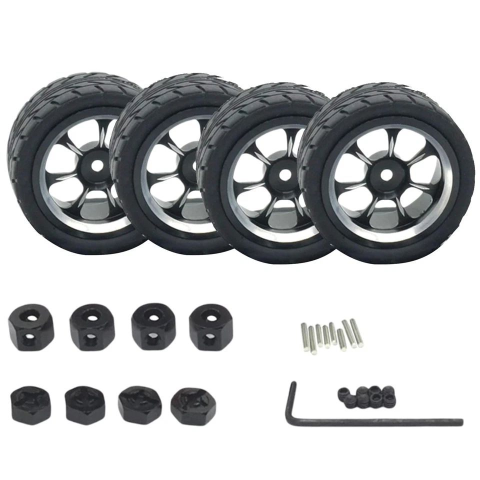 4PCS RC Car Wheel Rim Tires Tyre Kit for WLtoys 1/18 A949 A959 A969 A979 K929 a - Image 3 of 4