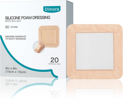 Silicone Foam Dressing with Border Adhesive 6''X6'' Waterproof Wound Dressing Band
