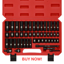 49 PCS 3/8" Drive Impact Socket Set 6-Point Standard SAE  Metric Sockets