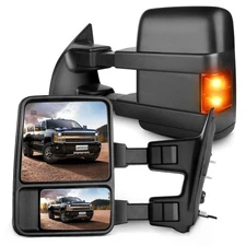 SCITOO Power Heated LED Smoke Signal Towing Mirrors for 03-07 Ford F250 F350 F45