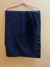 Ralph Lauren Navy Blue SOFT Luxury Baby Blanket Polo Pony Reversible Plush
