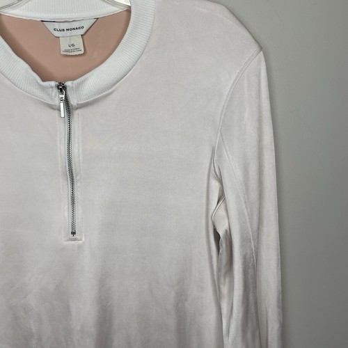 CLUB MONACO 1/2 Zip Pullover Women Large Pink Satin Viscose - Picture 2 of 9