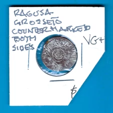 RAGUSA- GREAT HISTORIC COUNTERMARKED REVALIDATED 17TH CENTURY GROSSO (12 DENARI)