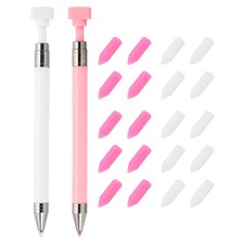 2Pcs Fine Point Diamond Art Pen Diamond Art Accessory with 20Pcs Wax,Pink White