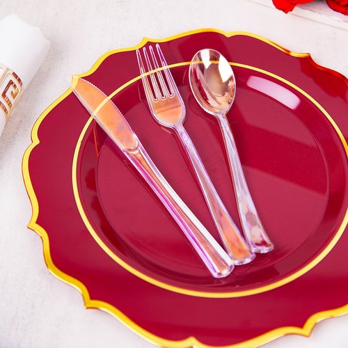 24 Iridescent Plastic Cutlery Spoon Fork Knife Set Disposable Tableware Party - Bild 4 von 9
