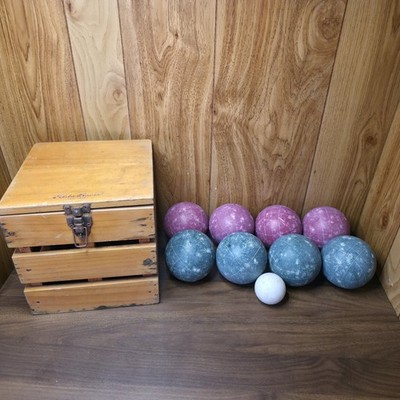 Vintage Sportcraft Heritage X Eddie Bauer Bocce Ball Set In Wooden Box