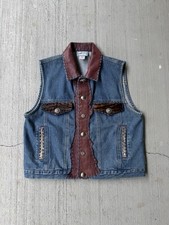Vintage 90s Native Riders Handmade Custom Pendleton Denim Vest