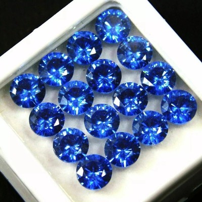 Certified Natural Blue Color Sapphire Lot 6 mm 15 Pcs Round Cut Loose Gemstone