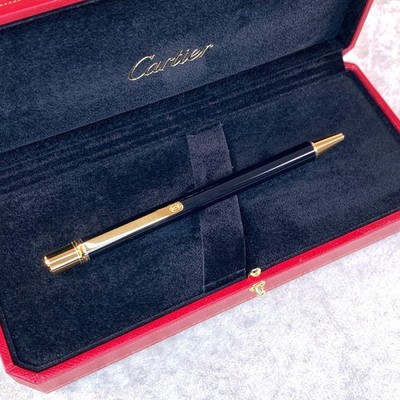 Vintage Cartier Ballpoint Pen must Black Lacquer & 18k Gold Finish