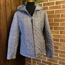 Esprit Womens Purple Plaid Full Zip Hooded Qu...