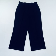 St. John Collection Pitch Black Santana Knit Cropped Side Slit Pants Size 6