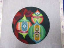 Danae Handpainted Needlepoint Canvas Large Christmas Ornament