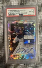 2018 Contenders LAMAR JACKSON 5/24 RC Auto Cracked Ice Rookie Ticket #112 PSA 8