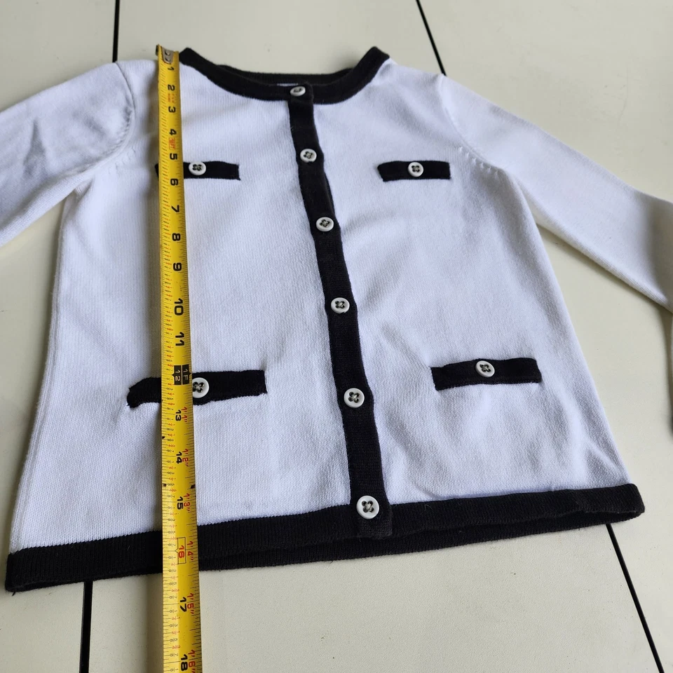 Janie и Jack девочек белый черный отделки хлопок кардиган свитер верхний размер 7 - Изображение 3 из 4