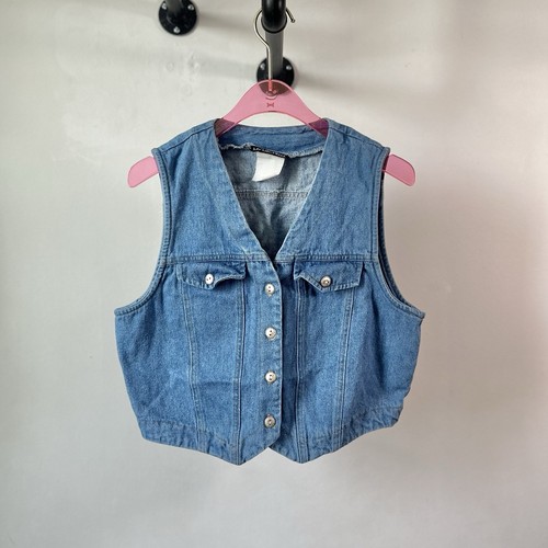 Vintage late 80s My Michelle blue denim button up vest - Picture 1 of 5