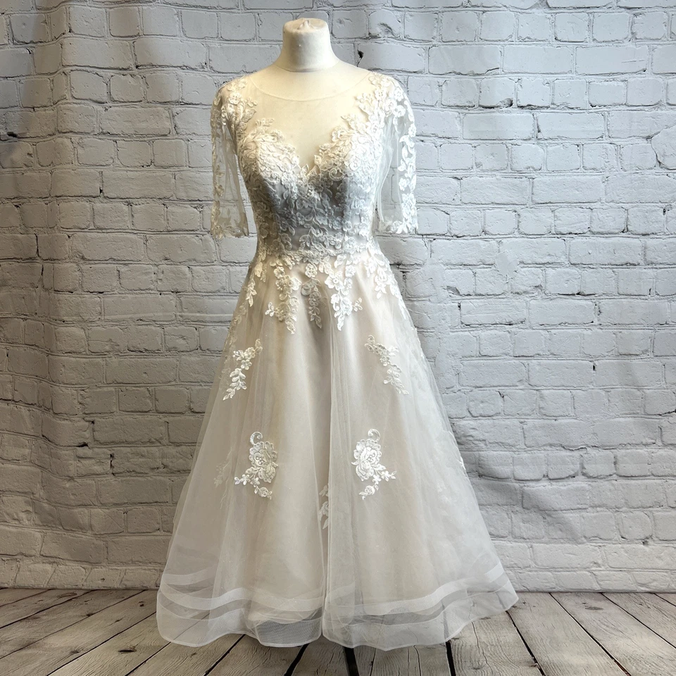 WED2B Viva Bride Libby Soft Short Blush Pink Wedding Dress Tea Length RRP £429 8 - Image 3 of 4