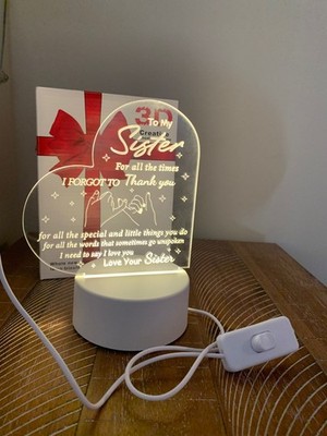 To My Sister 3D LED Lamp   Heart Night Light with Message, Beautiful Gift 