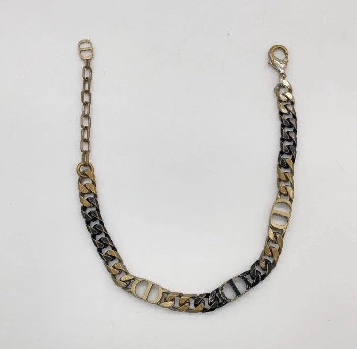 Auténtica pulsera de eslabones de cadena Dior CD Icon plateada y negra 18,08 g con caja RT100015 Foto 3 de 4