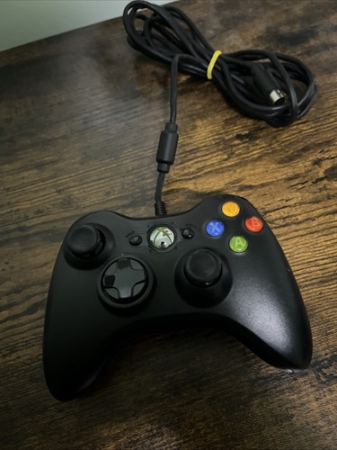 Genuine Microsoft XBOX 360 Black Wired USB Controller OEM PC Tested No ...