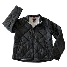Genuine Dickies Womens Black Quilted Diamond Snap Front Jacket M Water Resistant