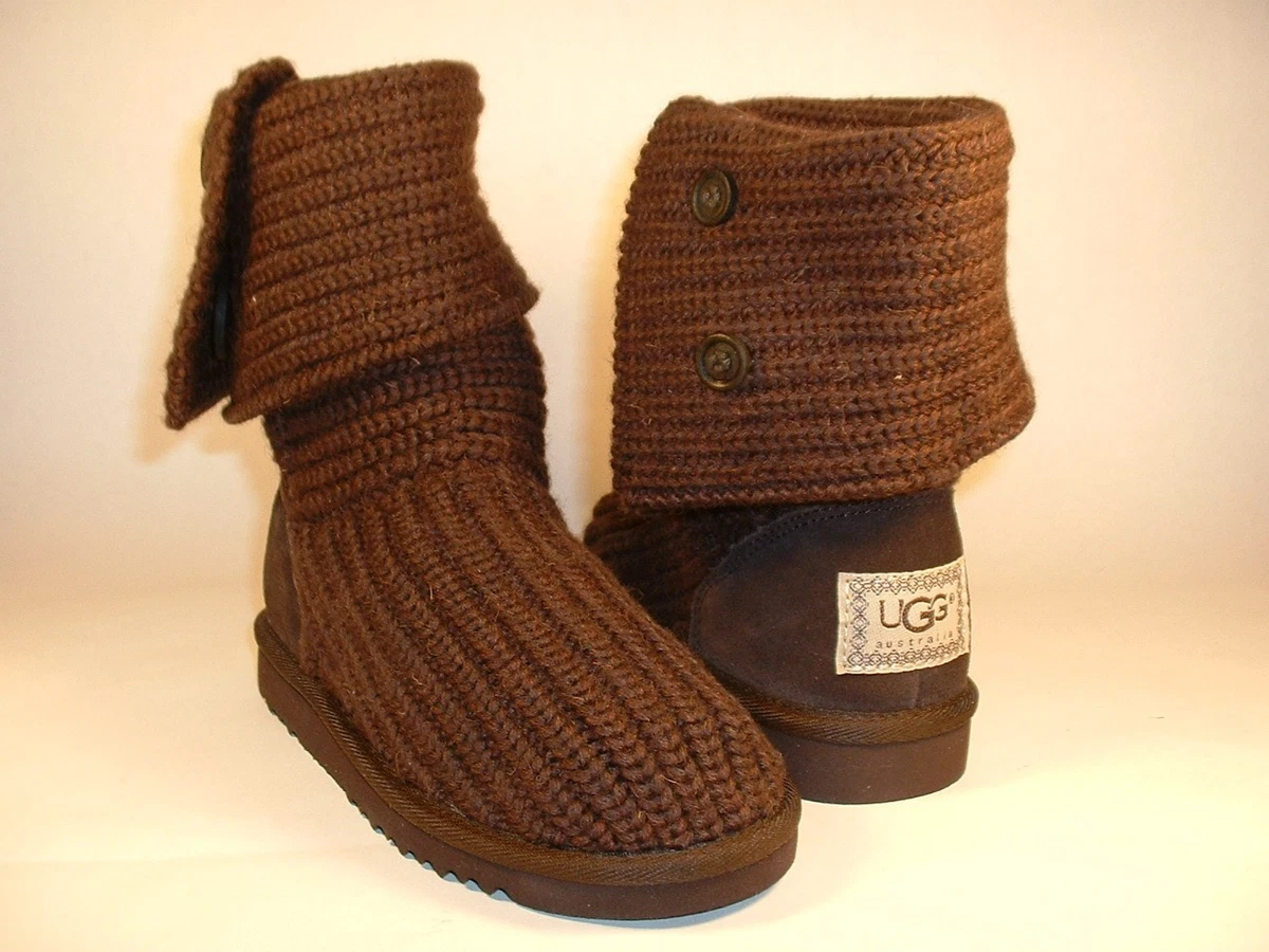 UGG AUSTRALIA KIDS CARDY CROCHET BROWN SIZE 13 NEW FAST SHIPPING
