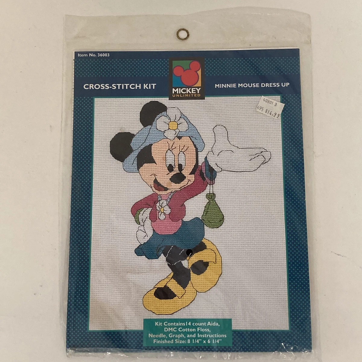 Minnie Mouse Dress Up, 8x6 cross stitch kit (Disney)<br><font  color=red>Rare</font>