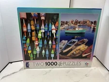 Two 1000 Puzzles Ceaco 3211-1 18" x 25" Boating Images 2 in 1 Box Set Sealed New