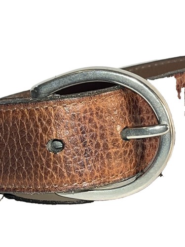 A&F Brown Leather Belt with Bronze Hardware - 35” Abercrombie & Fitch Tan Leather Belt Chunky Brass Buckle – Newd main image 3