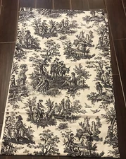 Waverly Fabric Toile 100% Cotton Duck 55” W X 86” Black Cream Home Decor