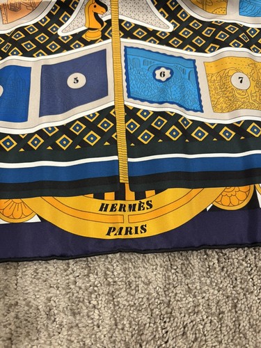 HERMES Carre 90 Multicolor LE TOUR DU MONDE EN 63 CASES Silk 100% New Unused - Picture 3 of 6