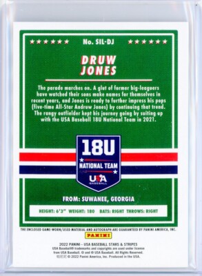 Druw Jones autograph Panini　/399 Druw Jones 2022 Panini USA Baseball Silhouettes Jersey