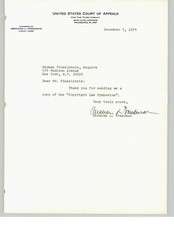 Judge Abraham Freedman Sign Herman Finkelstein Letter US Court Appeals ASCAP 60s