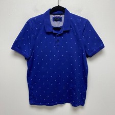 Ted Baker Mens Blue Golf All Over Printed Palm Tree Short Sleeve Polo Shirt 3/M