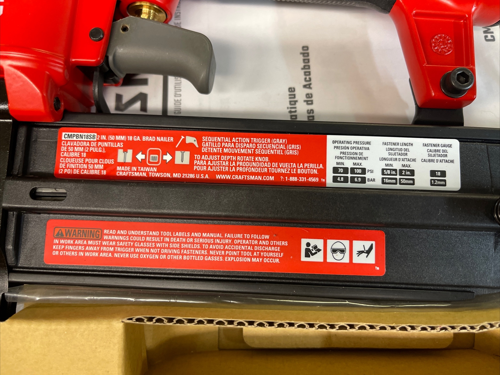 Craftsman CMPBN18SB 18 Gauge 2" Pnumatic Brad Nailer eBay