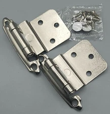 10 Pack - 20 Kitchen Cabinet Hinges Self Closing Face Mount, Door Hinge - Silver