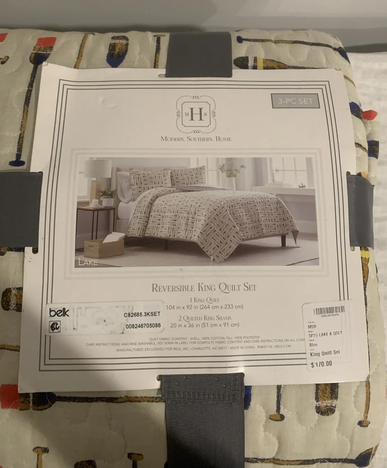 Современное двустороннее королевское одеяло Southern Home набор из 3 предметов стиль Sp23 Lake розничная цена 170 долл. США - Изображение 2 из 4