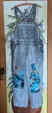 Wild Fable Overalls Denim Jeans  L Patchwork Crochet Light Wash Boyfriend
