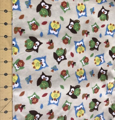 Bright Owl Flannel fabric Sold By The Yard #1444