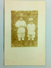 Vintage Postcard Two Children Dressed up in White for Portrait Real Photo RPPC
