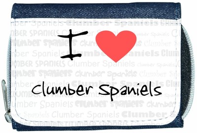 I Love Heart Clumber Spaniels Denim Geldbörse