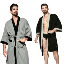 Herren Damen Kimono Bademantel Top Pyjama Nachtwäsche Abendkleid Baumwolle Weich