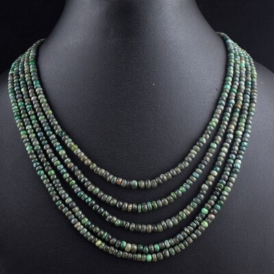 Tolle 5 Strang 346 kt unbehandelte Smaragd Perlen Halskette Schmuck VK 14 E551