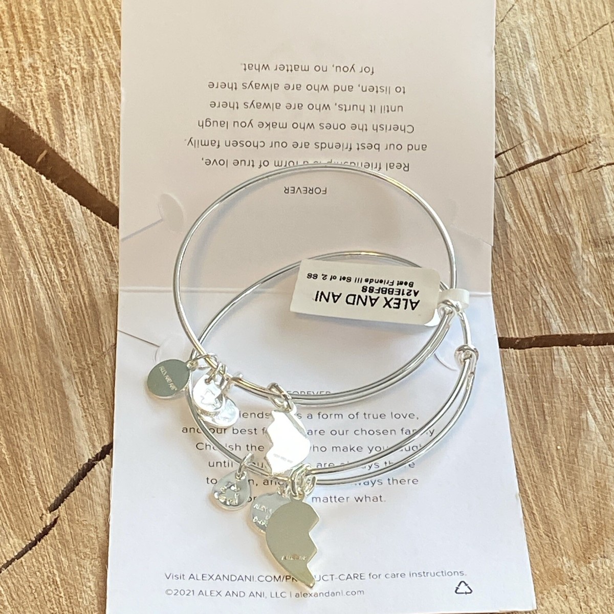 NWT Set of Alex and Ani BEST FRIENDS ~Keep 1/Give1 Shiny Silv