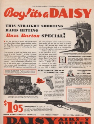 1933 DAISY RIFLE PLYMOUTH HORSE BUZZ BARTON DANIEL BOONE DAVY ...