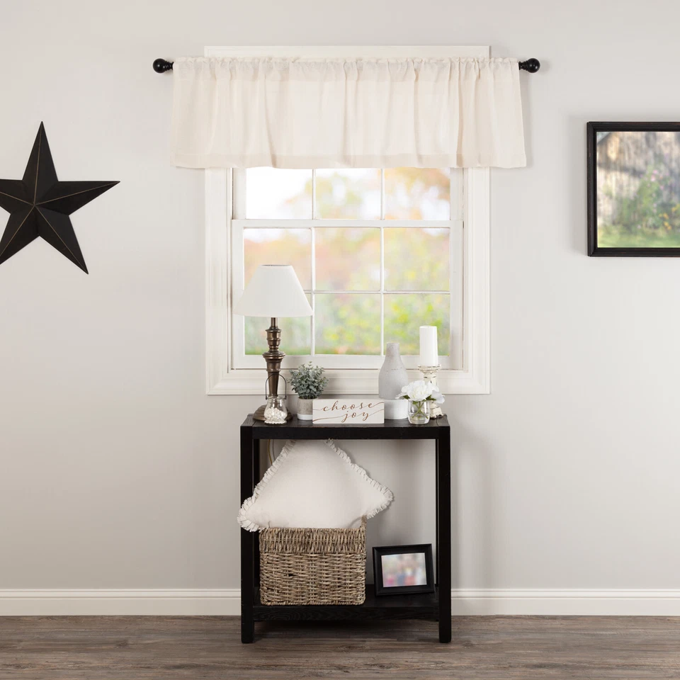 Nuevo Cenefa de arpillera de crema Shabby Chic de granja francesa Foto 2 de 3