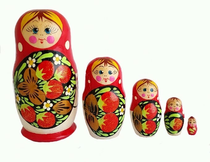 Poupées en bois vintage russes peintes à la main 8 pièces